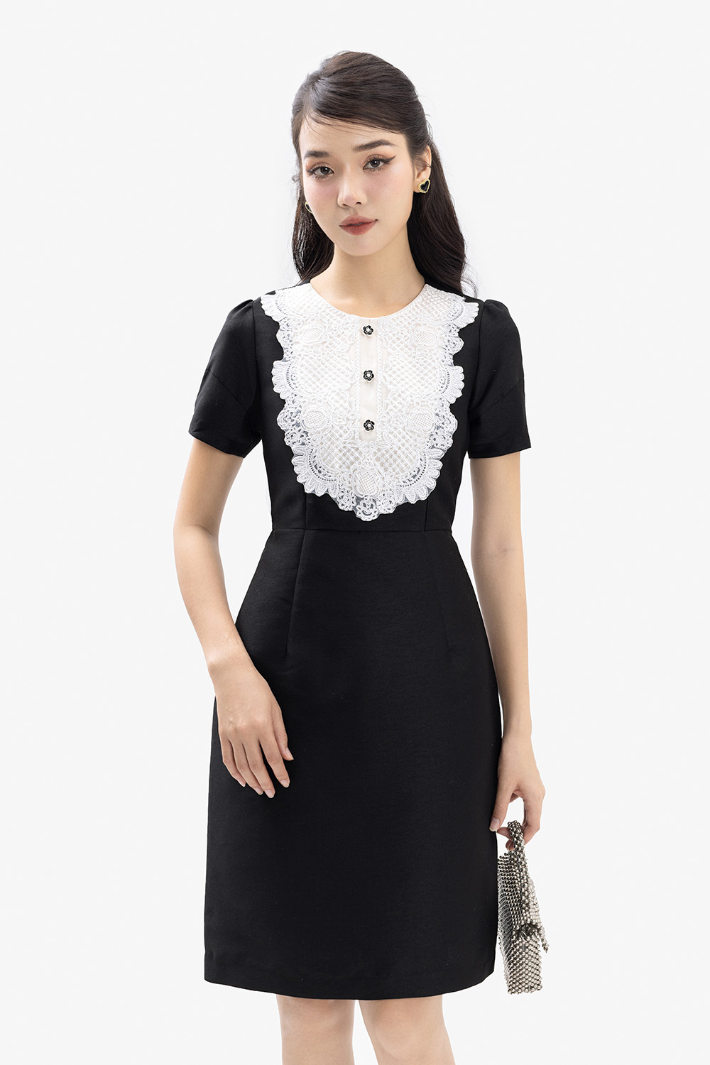 Váy đen phối cổ trắng | Shopee Việt Nam