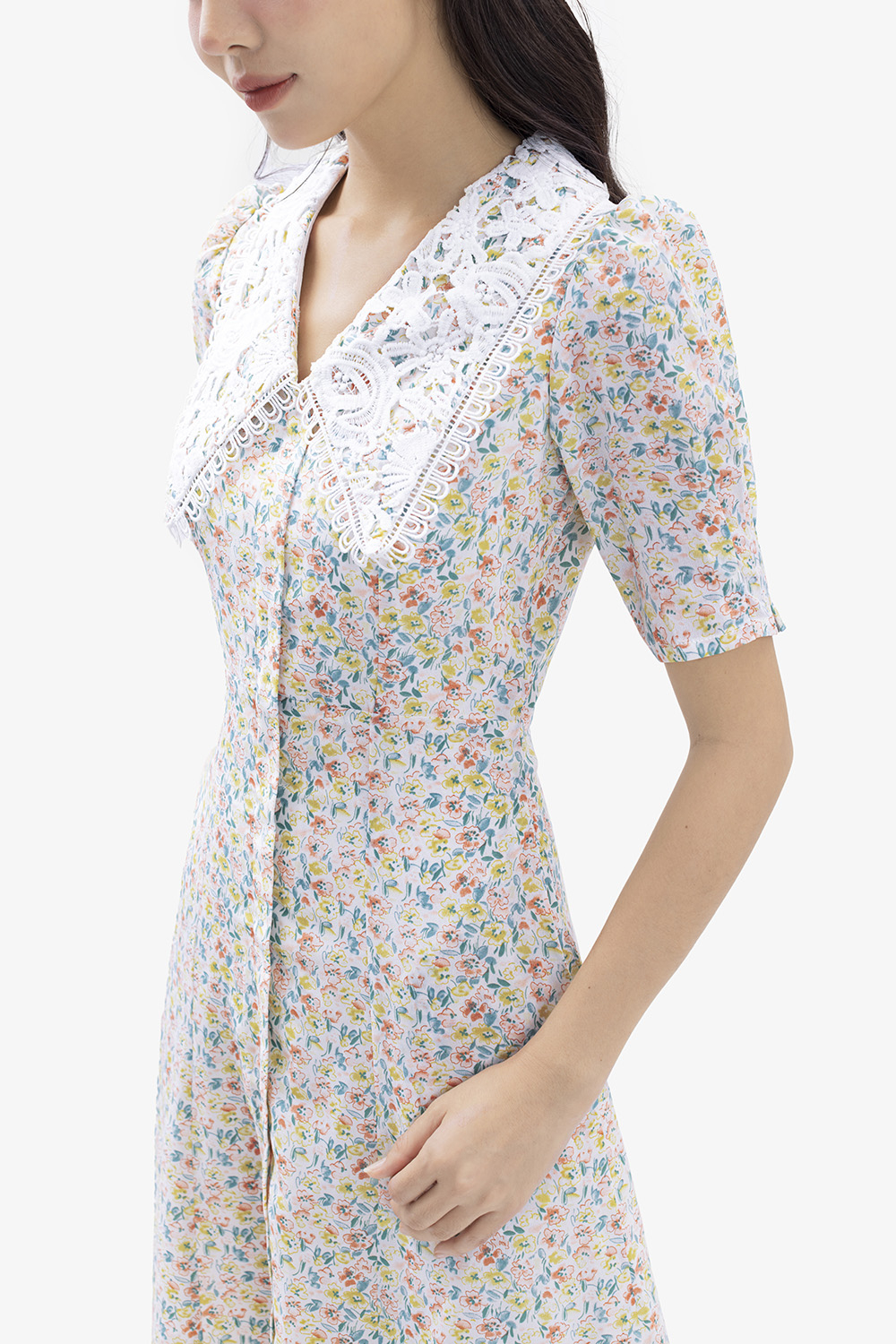 Đầm midi dáng chữ A họa tiết hoa nhí