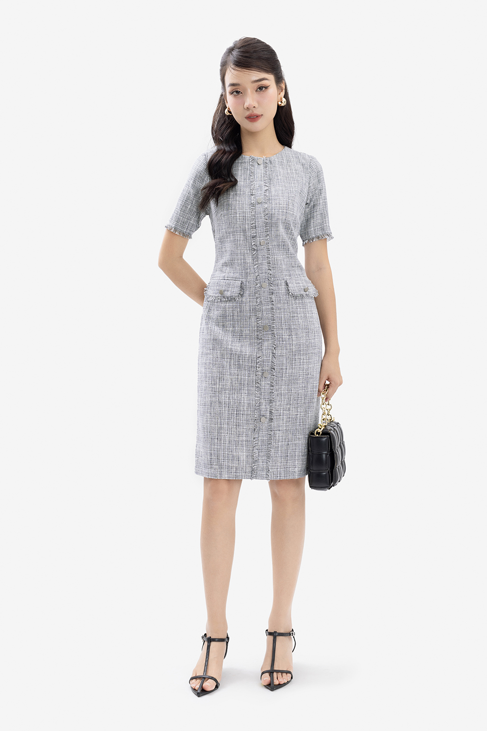 Đầm chữ A công sở nữ phối túi