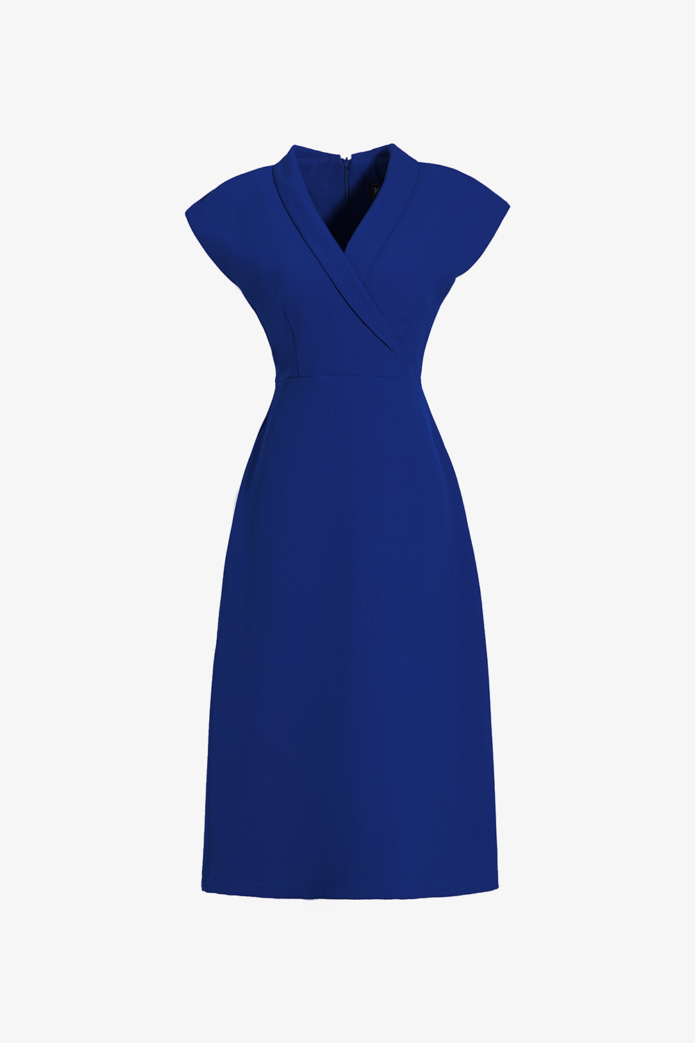 Đầm chữ A công sở màu xanh cổ đan tông