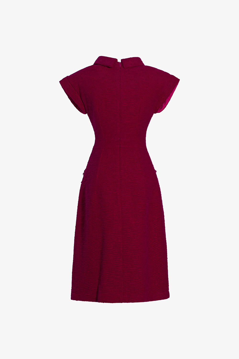 Đầm dự tiệc dáng chữ A cổ sen phối nút