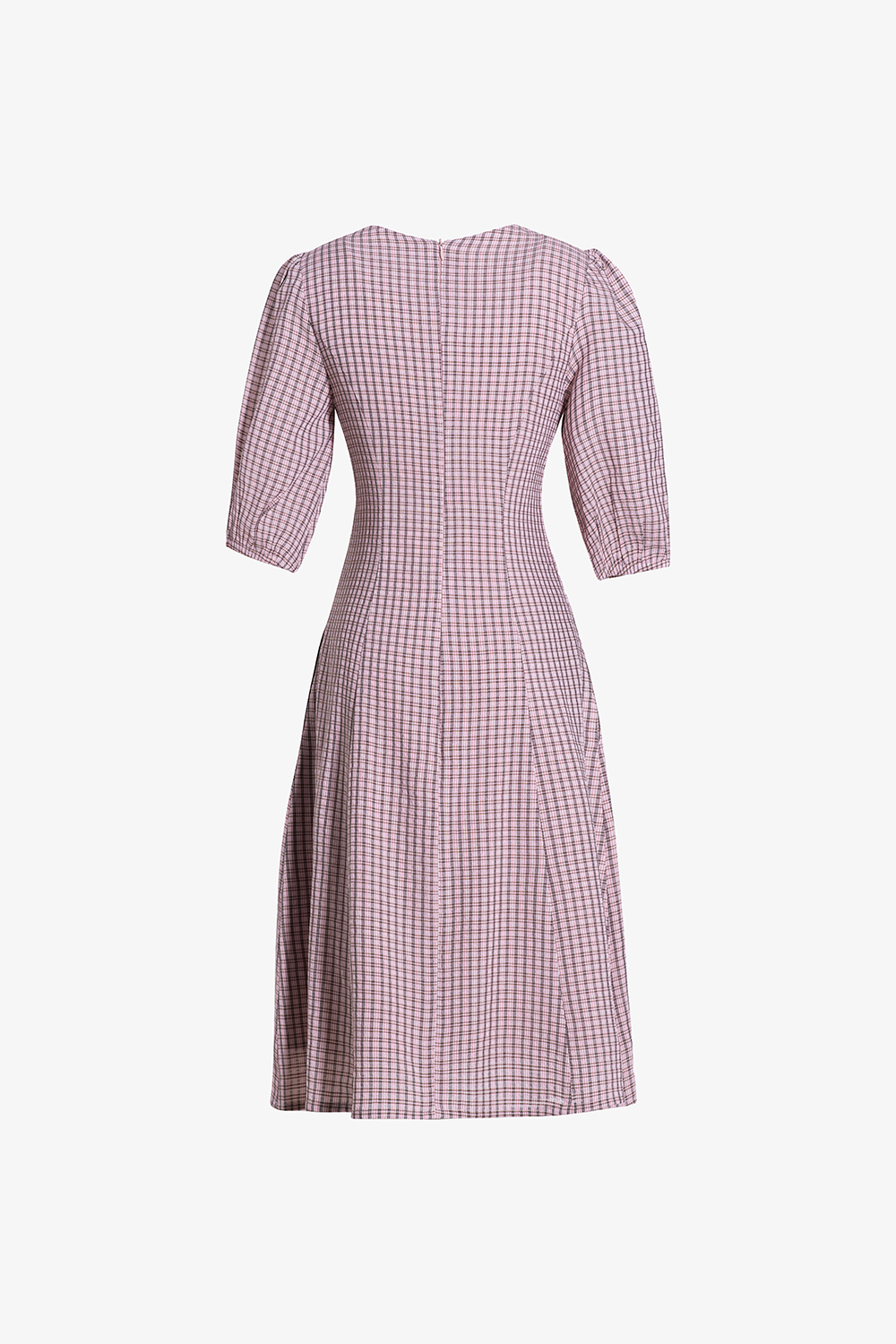 Đầm xòe tay lỡ họa tiết caro