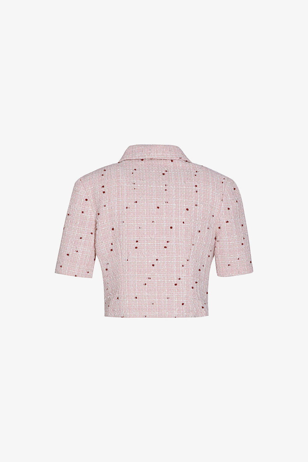 Áo khoác tweed dáng ngắn màu hồng