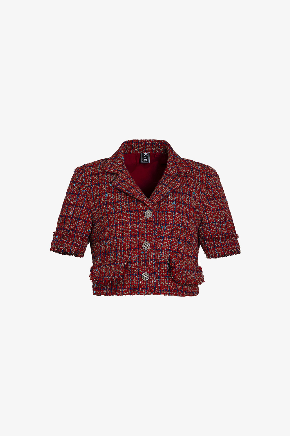 Áo khoác tweed nữ dáng ngắn màu đỏ