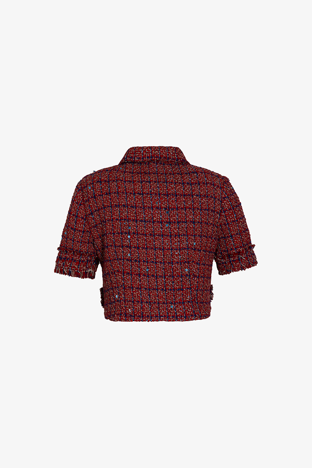 Áo khoác tweed nữ dáng ngắn màu đỏ