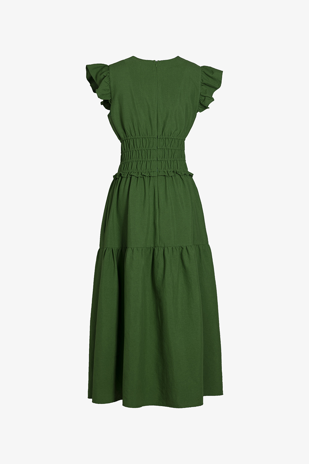 Đầm xòe dáng dài màu xanh eo bo chun