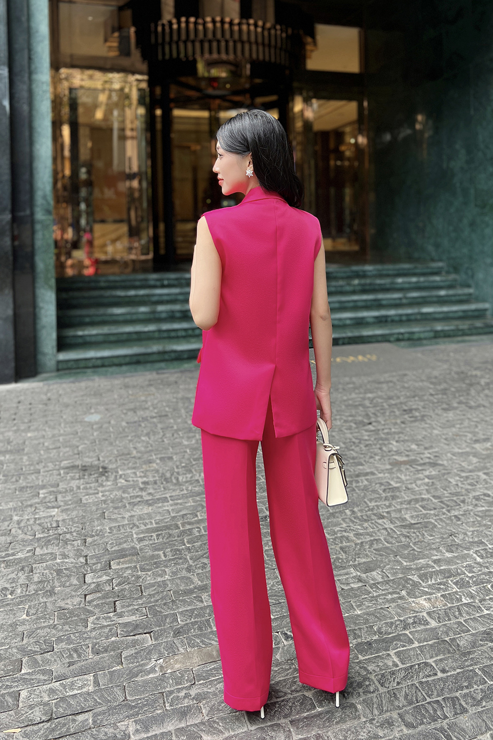 Áo vest nữ sát nách màu hồng