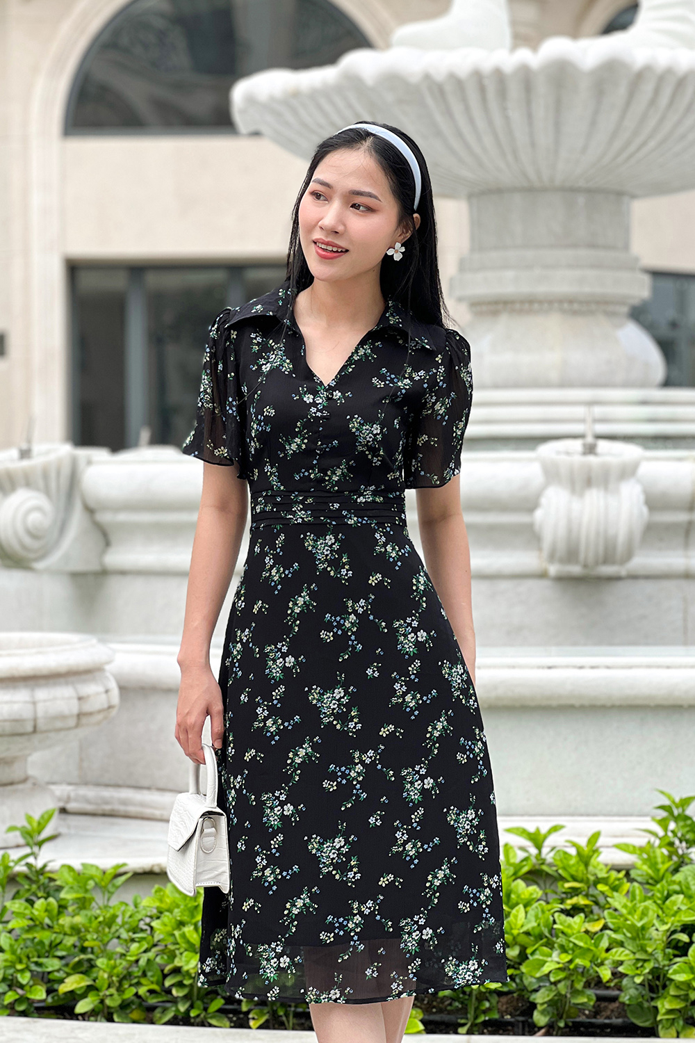 Đầm voan hoa tay cánh tiên