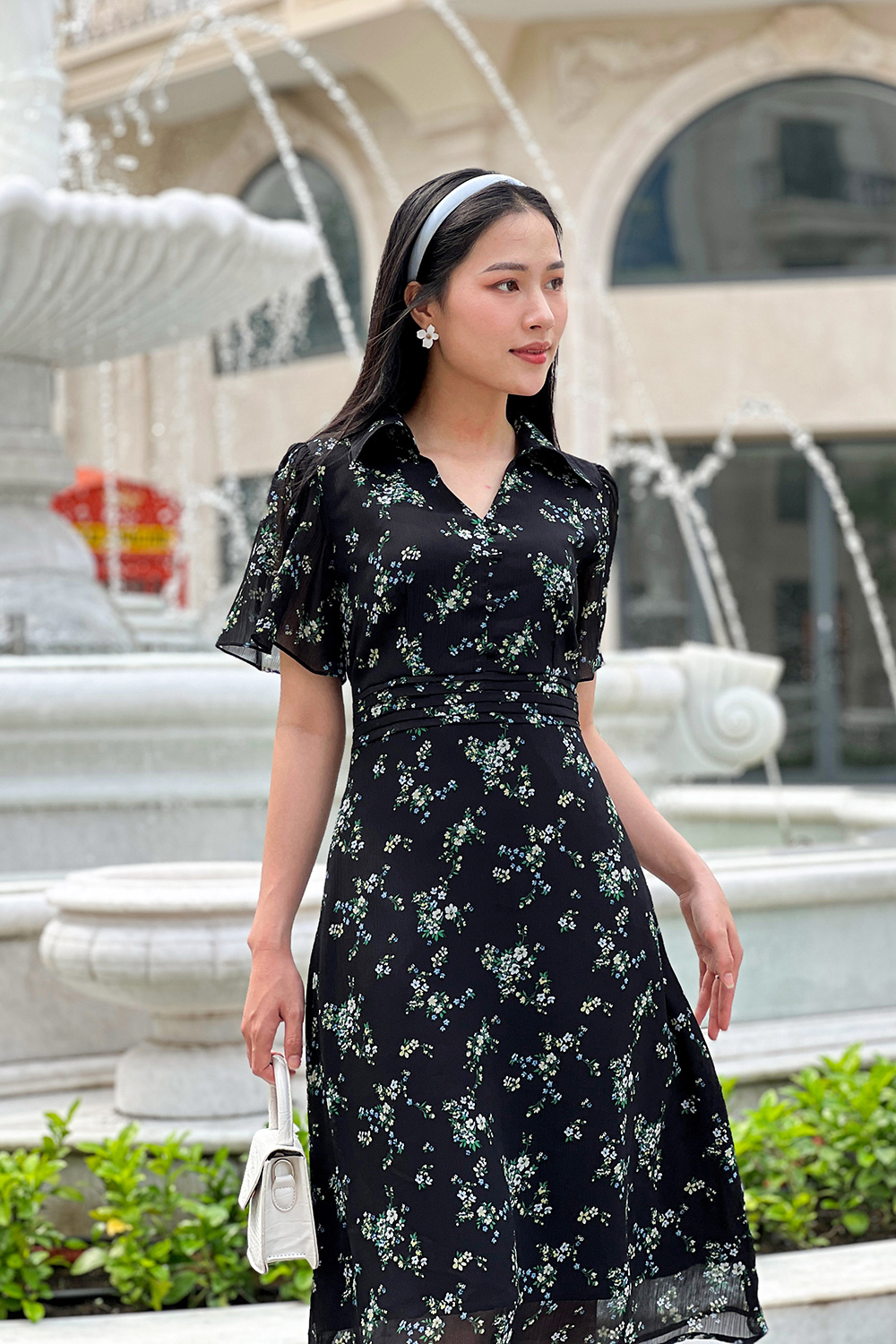 Đầm voan hoa tay cánh tiên