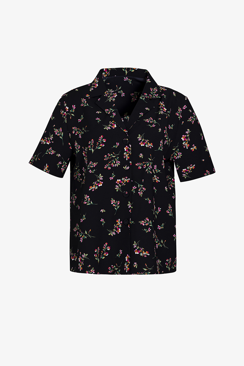 Áo sơ mi công sở nữ họa tiết hoa tay ngắn