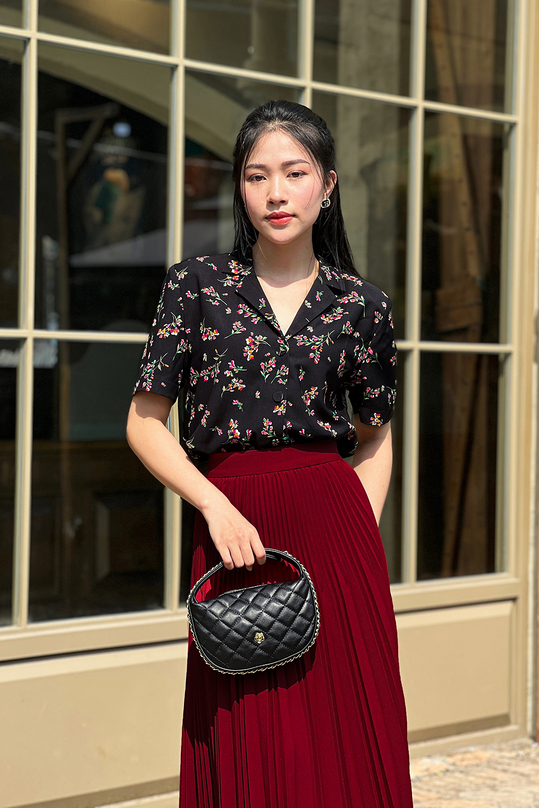 Áo sơ mi công sở nữ đẹp họa tiết hoa ASM17-33