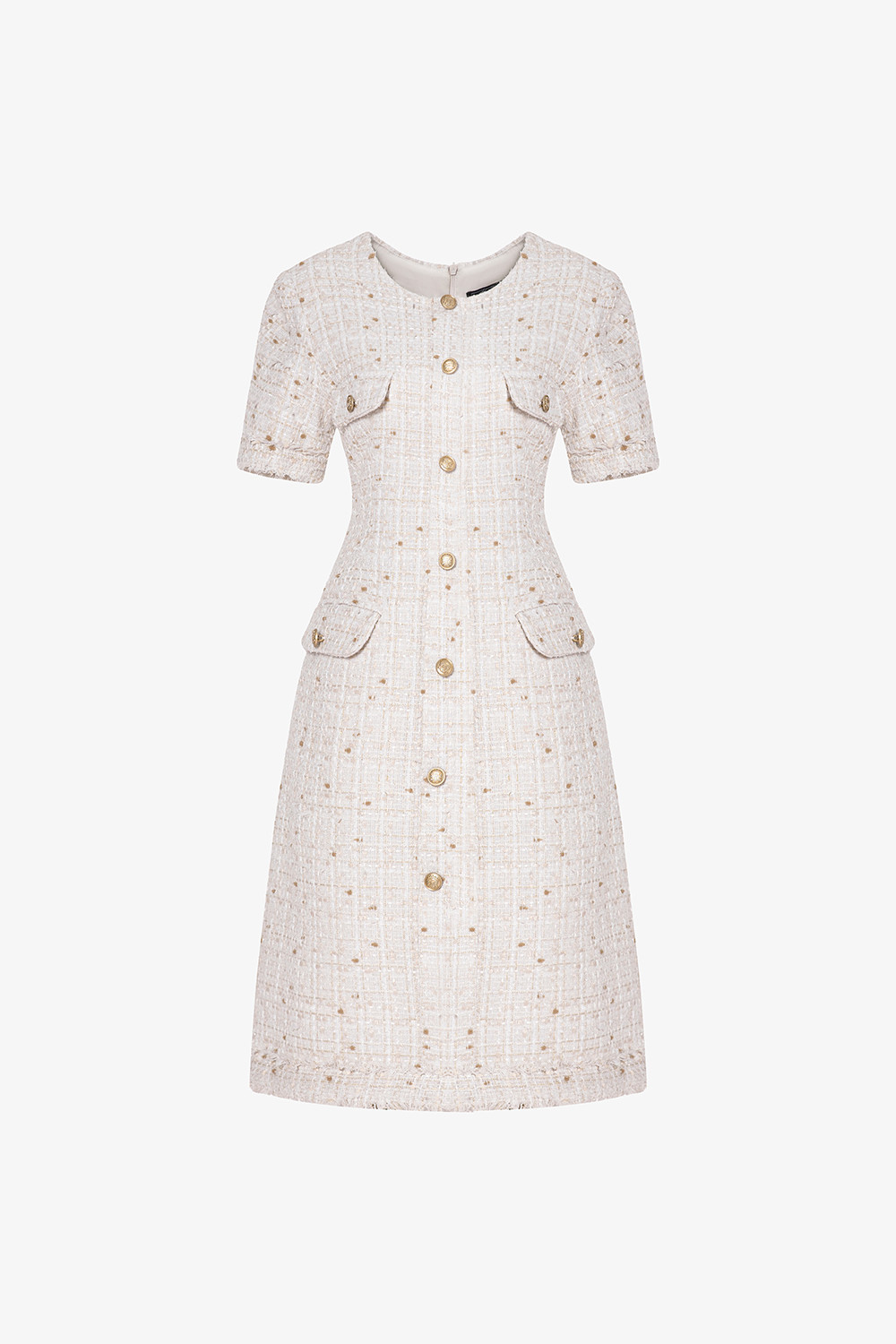 Đầm tweed dáng A phối túi