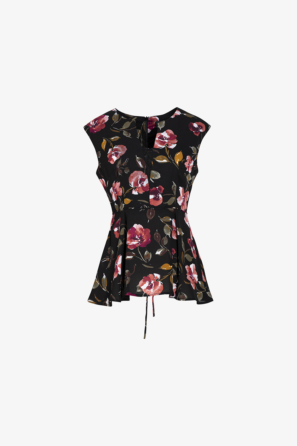 Áo kiểu nữ peplum sát nách họa tiết hoa