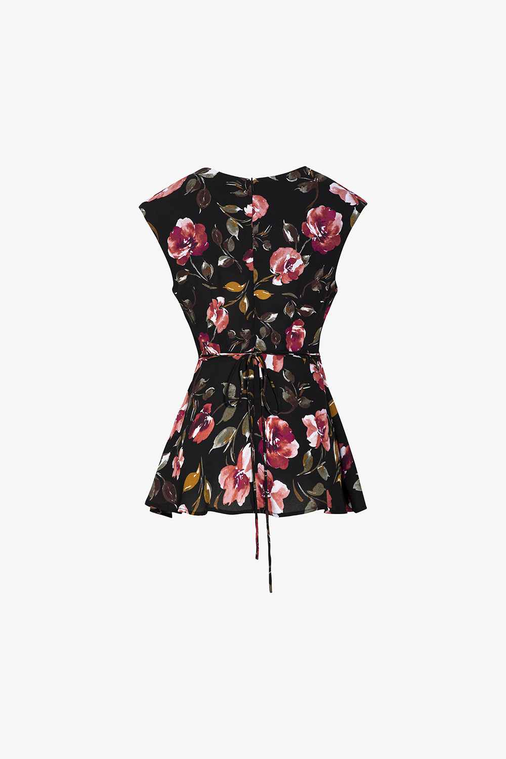 Áo kiểu nữ peplum sát nách họa tiết hoa