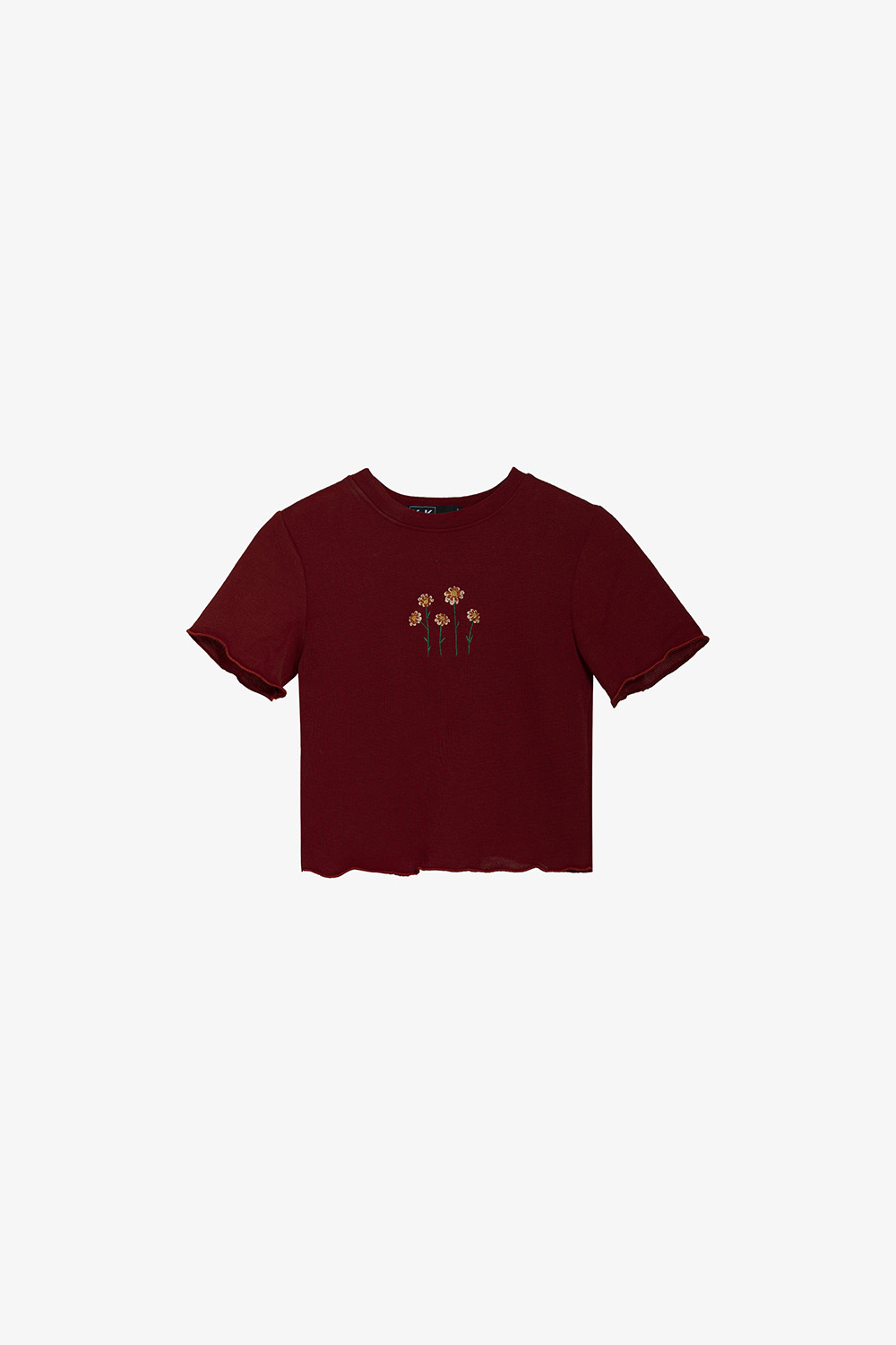 Áo thun nữ màu đỏ họa tiết hoa thêu