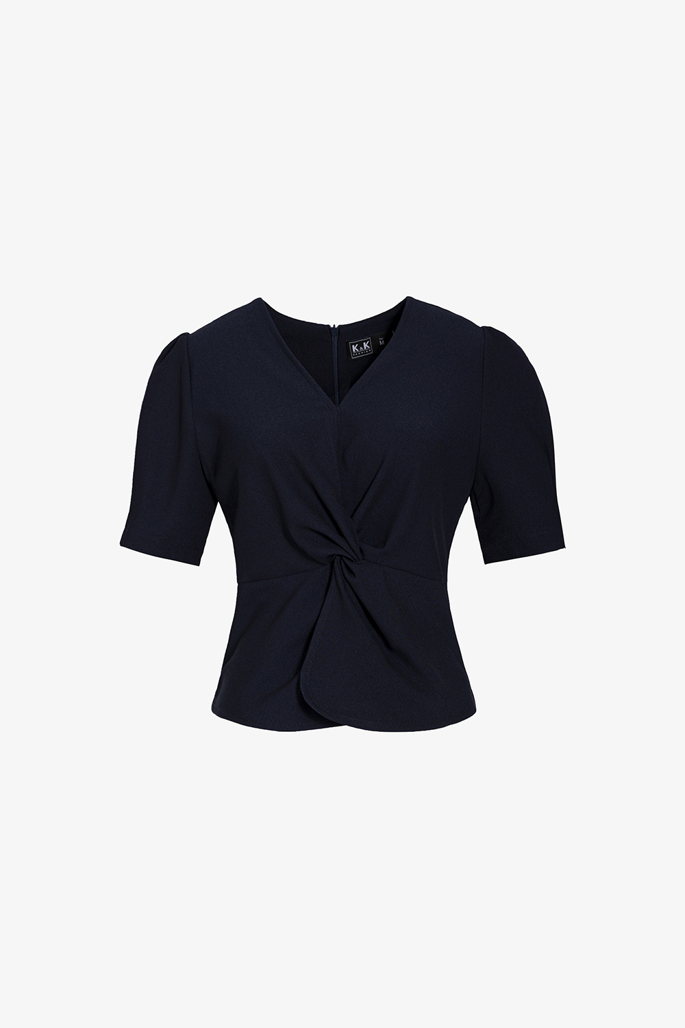 Áo kiểu công sở nữ màu xanh đen xoắn eo