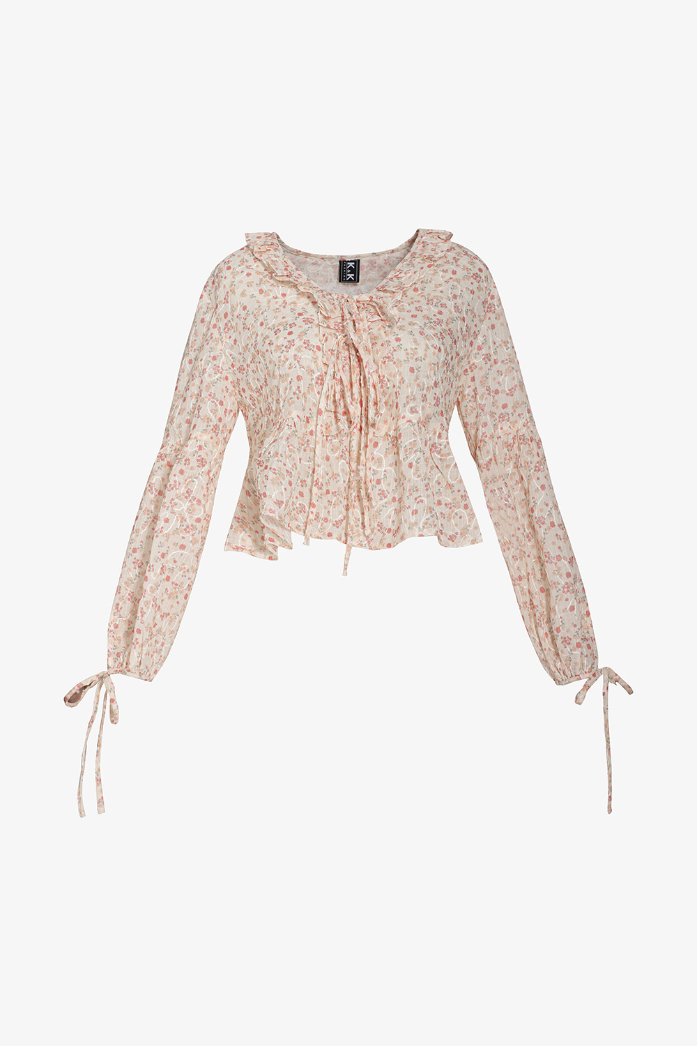 Áo kiểu nữ cổ bèo họa tiết hoa