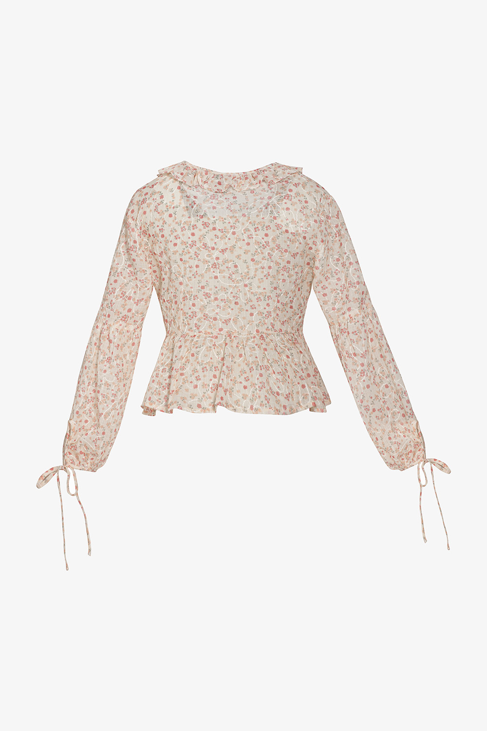 Áo kiểu nữ cổ bèo họa tiết hoa
