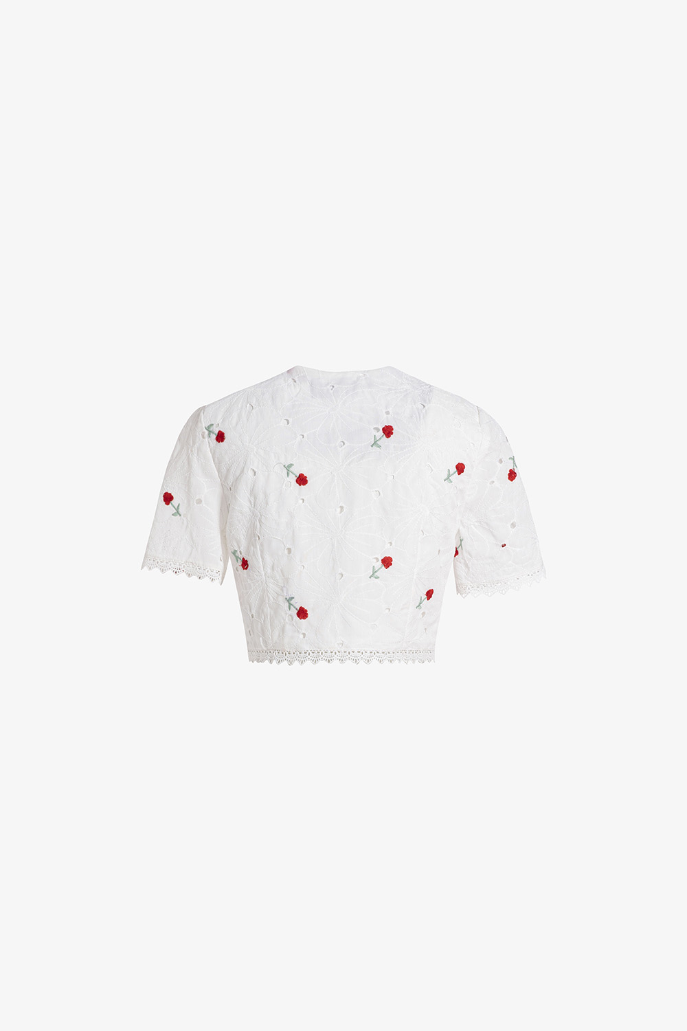 Áo kiểu nữ màu trắng họa tiết hoa thêu