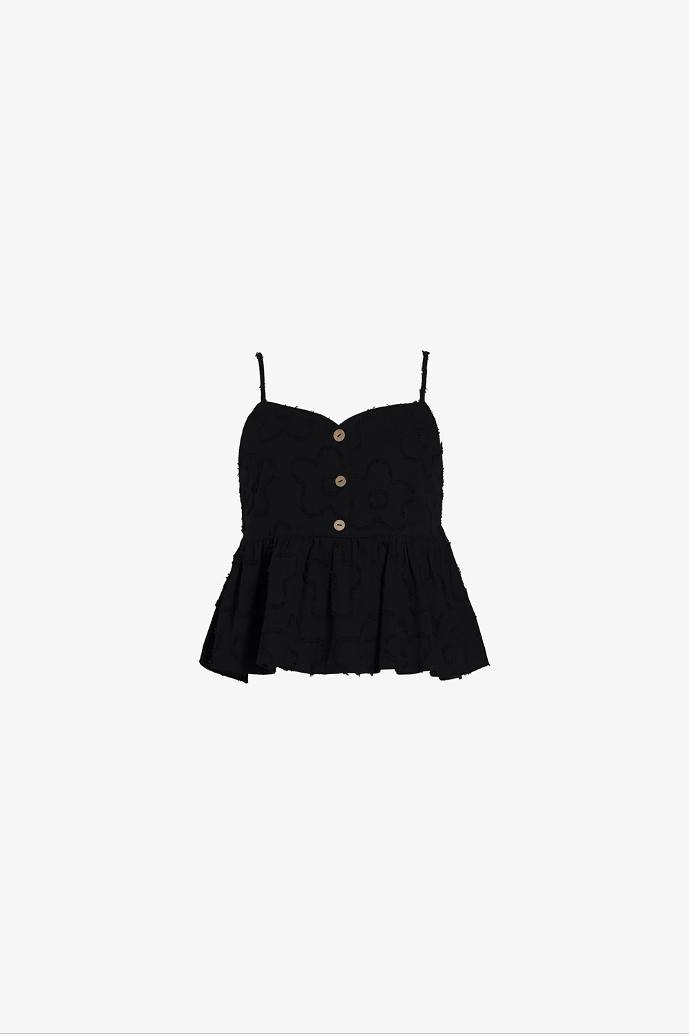 Áo kiểu nữ 2 dây màu đen dáng peplum xòe