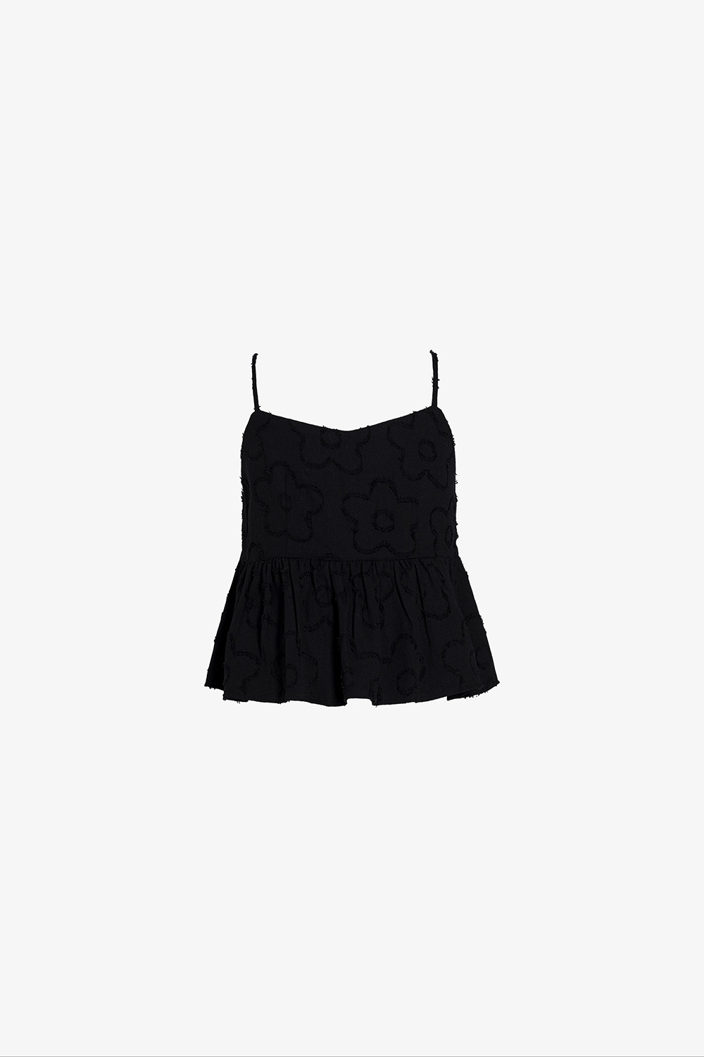 Áo kiểu nữ 2 dây màu đen dáng peplum xòe