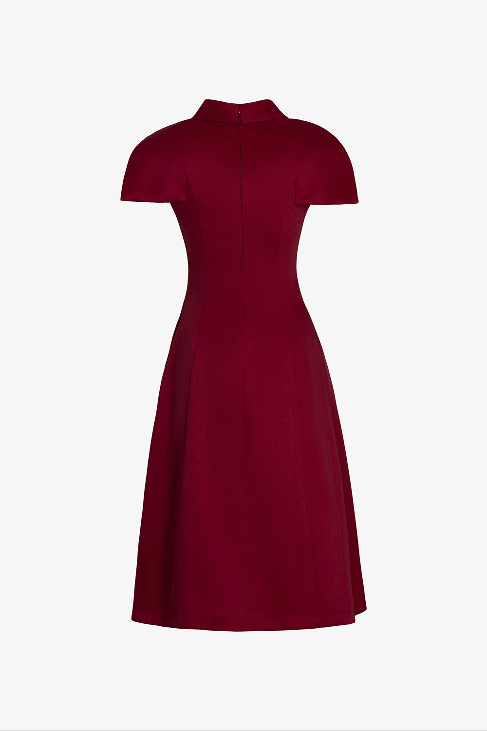 Đầm đỏ dáng xòe chữ A phối hoa nổi