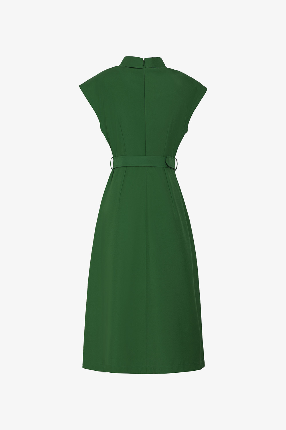 Đầm chữ a công sở màu xanh kèm thắt eo