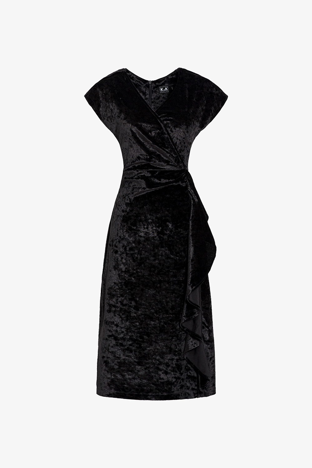 Đầm nhung màu đen cổ đắp chéo dáng ôm