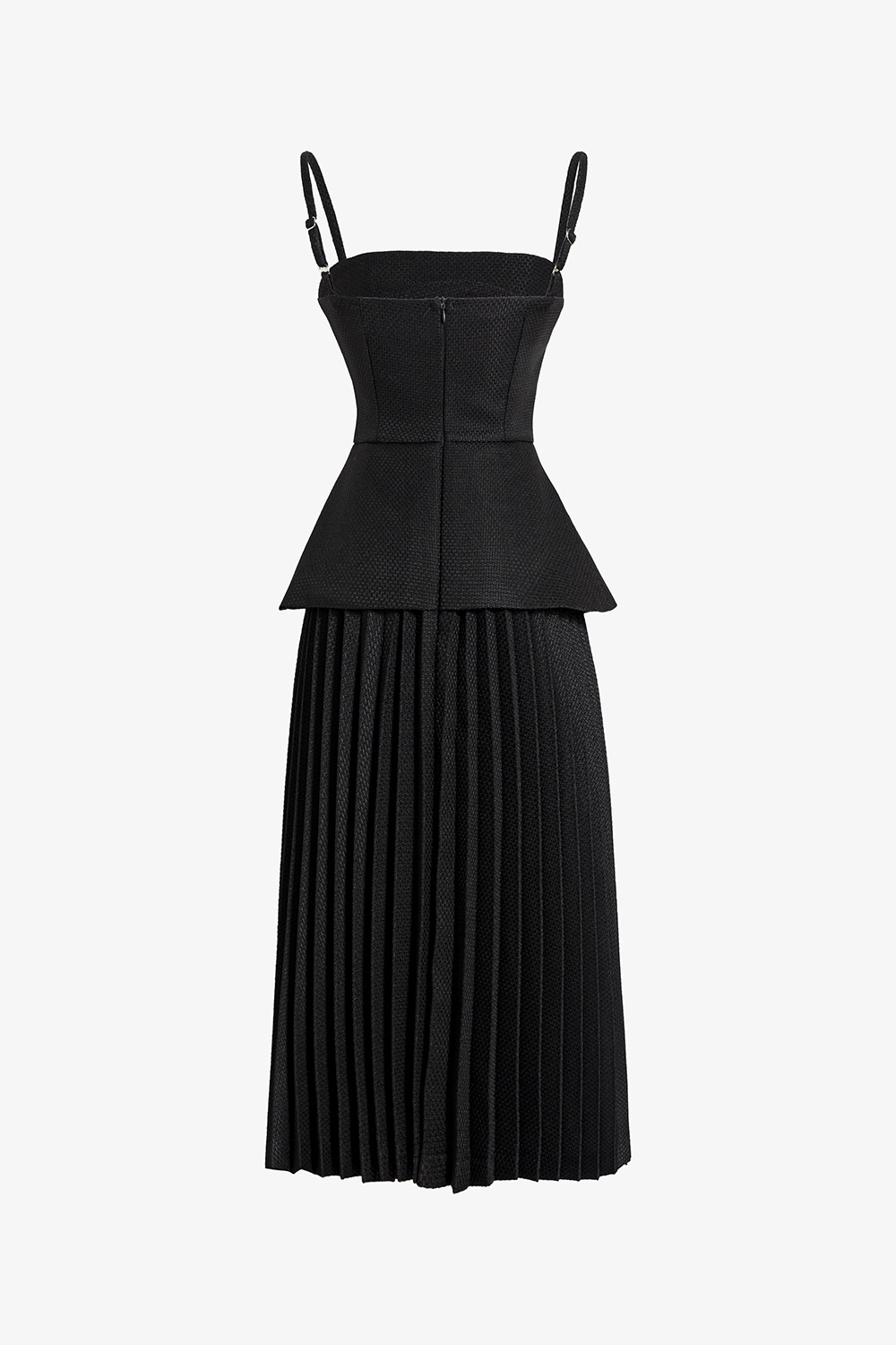 Đầm dự tiệc hai dây peplum tùng xếp ly