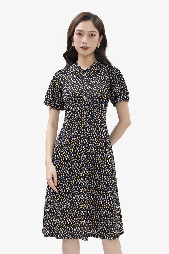 Đầm hoa nhí dáng xoè tay loe KK166-20