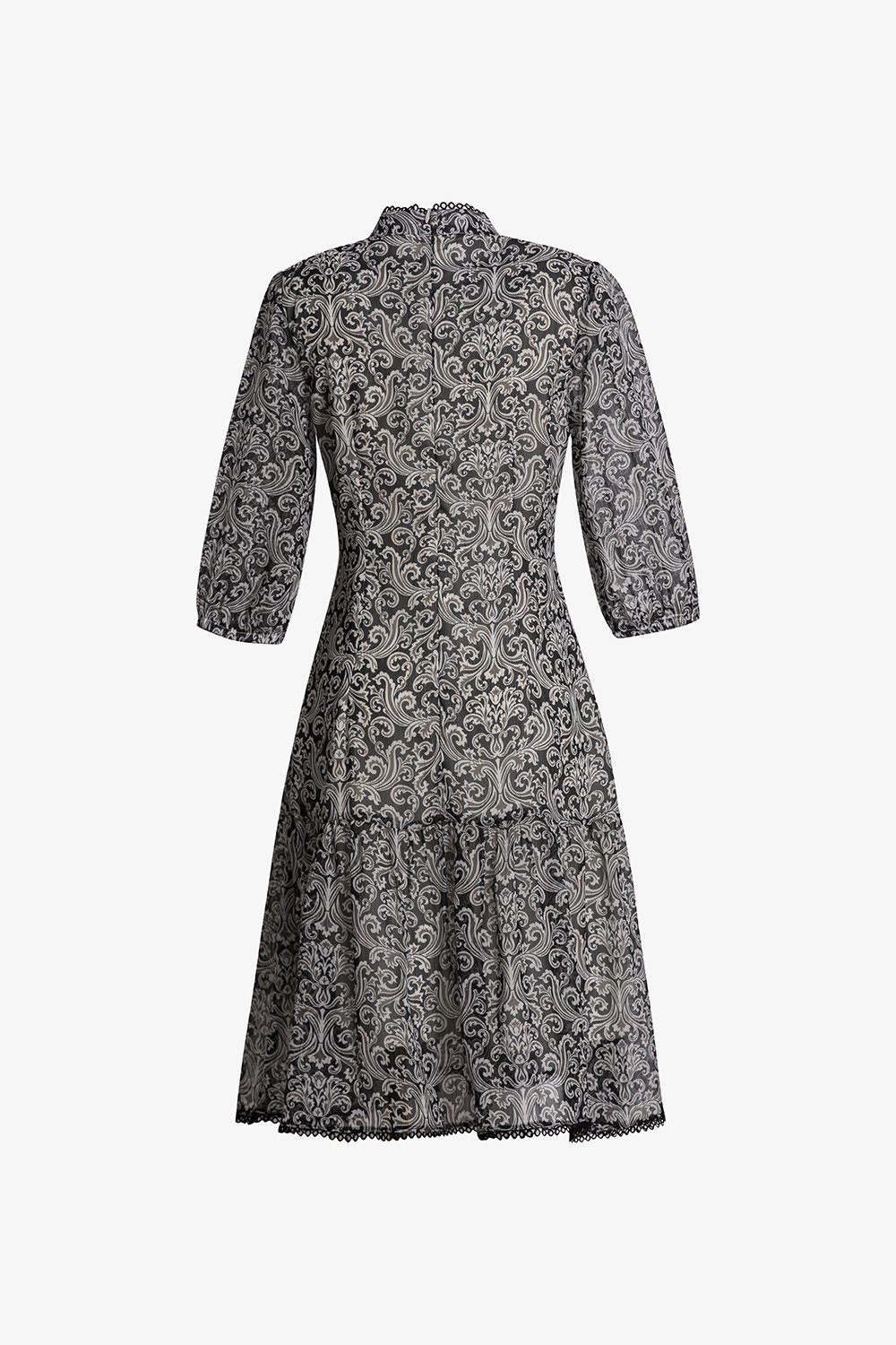 Đầm công sở đuôi cá tay lửng họa tiết