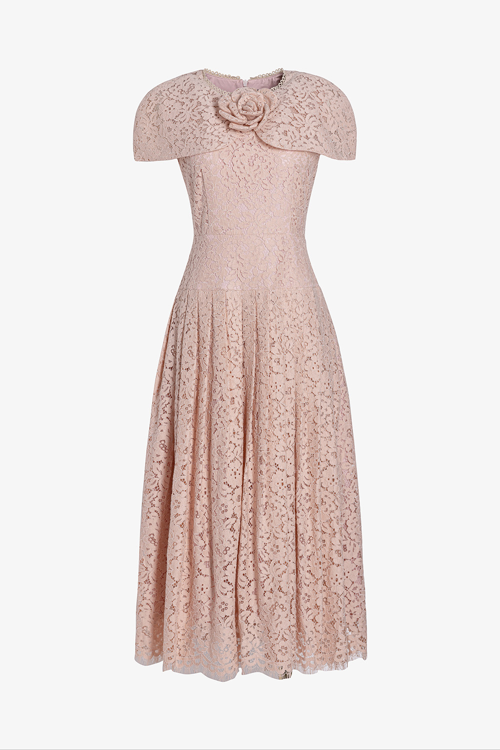 Đầm ren đi tiệc dáng dài xòe xếp ly đính hoa