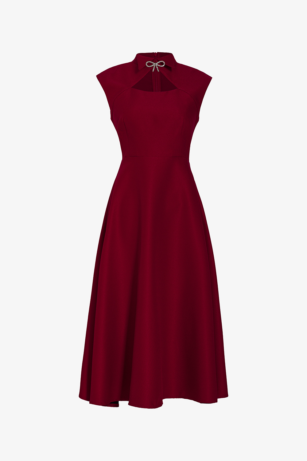 Đầm đỏ dự tiệc dáng xòe cổ cutout