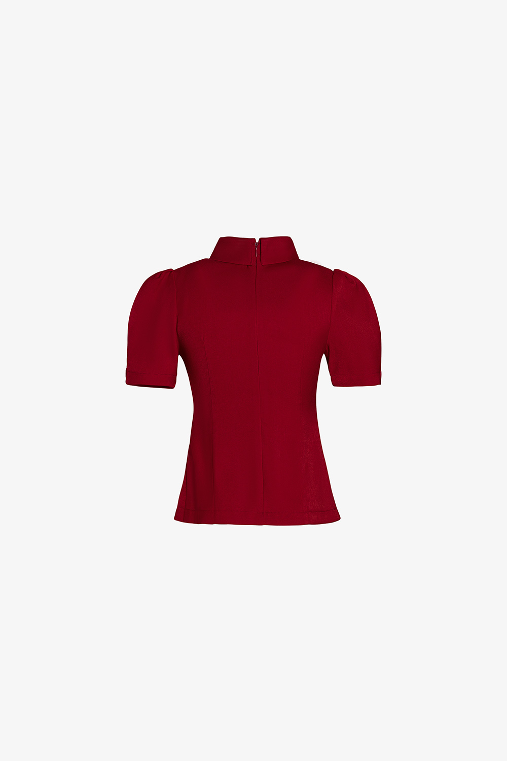 Áo kiểu nữ màu đỏ cổ đan tông phối nút