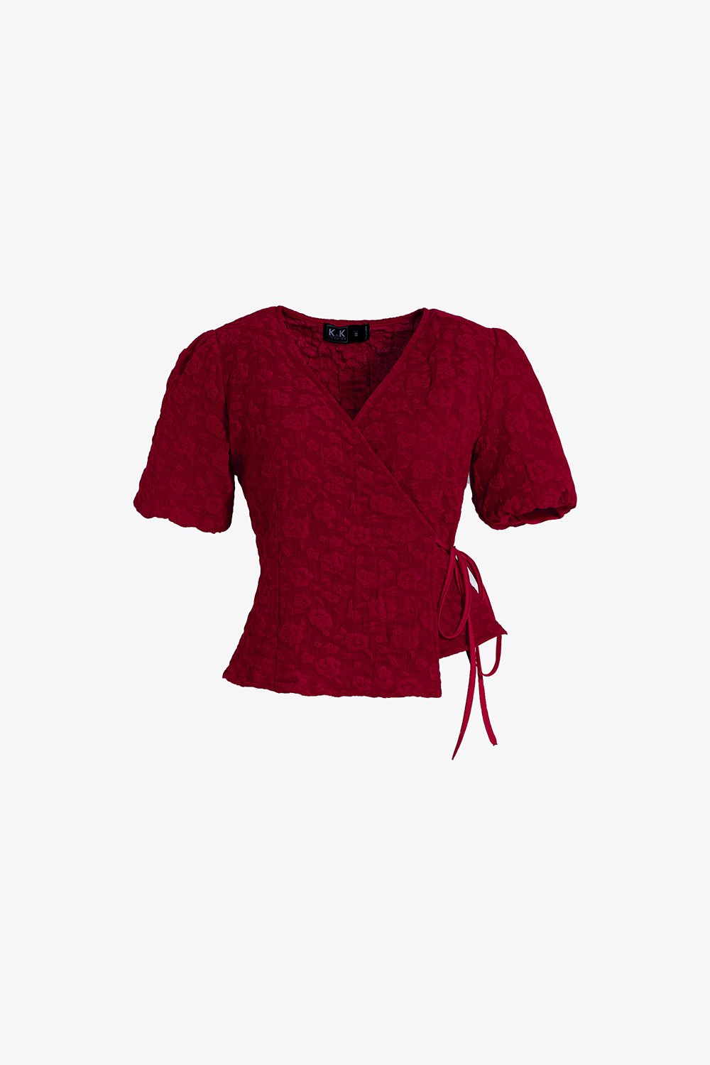 Áo kiểu nữ vạt đắp chéo thắt nơ màu đỏ