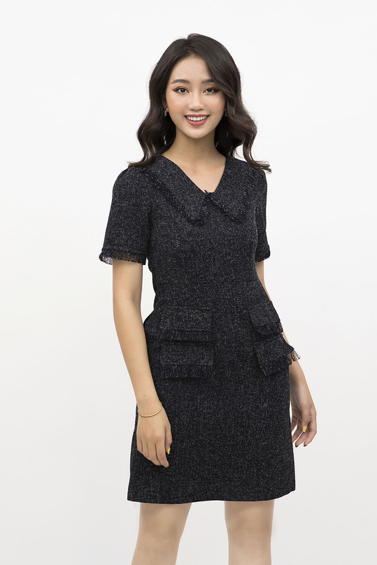 Đầm chữ A cổ sen cách điệu KK92-23