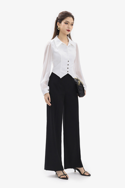 Quần công sở nữ màu đen dáng suông