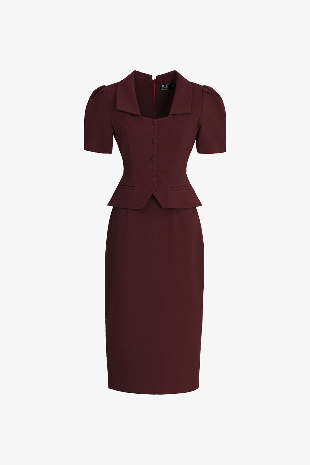 Đầm công sở dáng ôm peplum màu đỏ