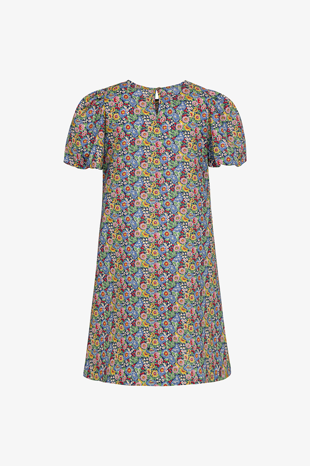 Đầm suông tay phồng họa tiết hoa