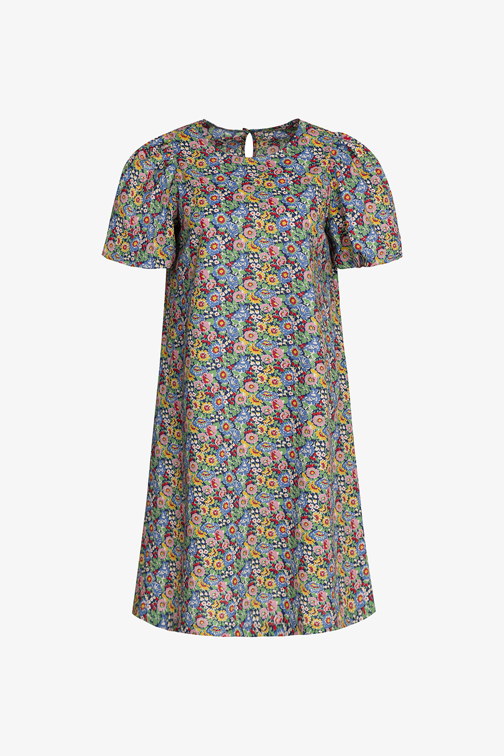 Đầm suông tay phồng họa tiết hoa