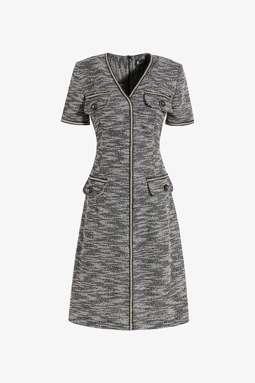 Đầm công sở dáng chữ a phối viền