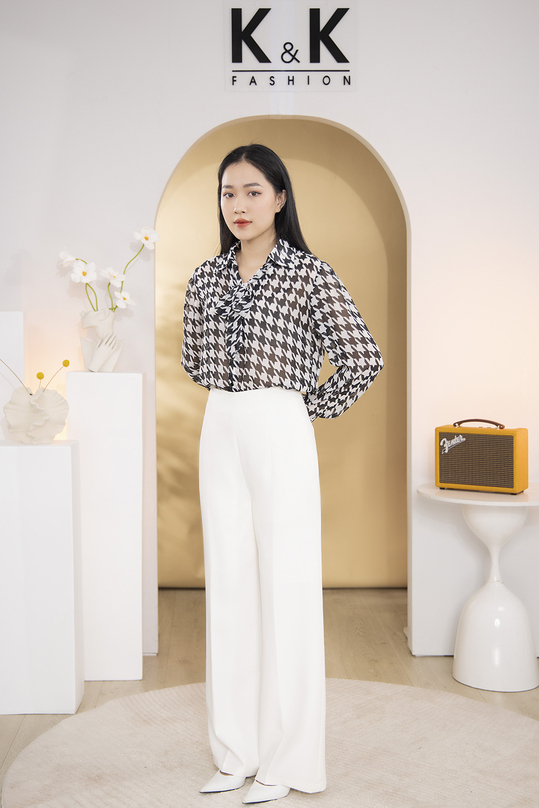 Áo sơ mi công sở nữ họa tiết móc câu đẹp thanh lịch ASM15-18