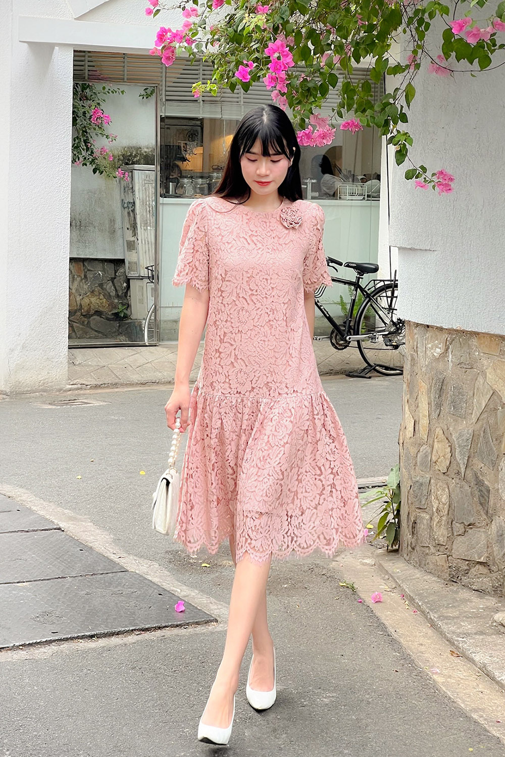 Váy thiết kế màu trắng tiểu thư sang trọng viền bèo phong cách Hàn Quốc |  Shopee Việt Nam