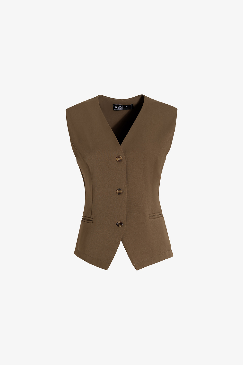 Áo gile nữ màu nâu túi xẻ