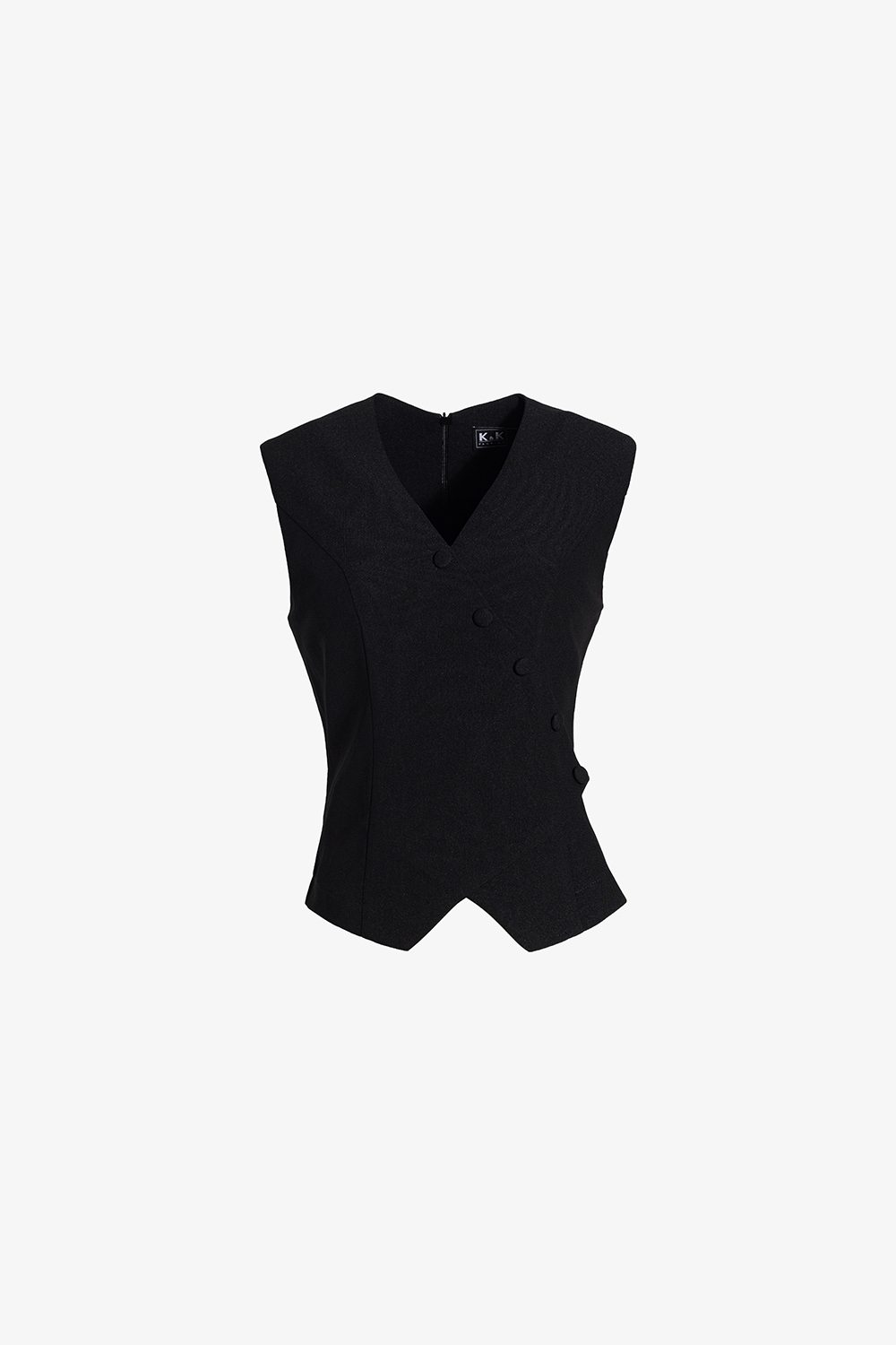 Áo gile đen đắp chéo phối nút