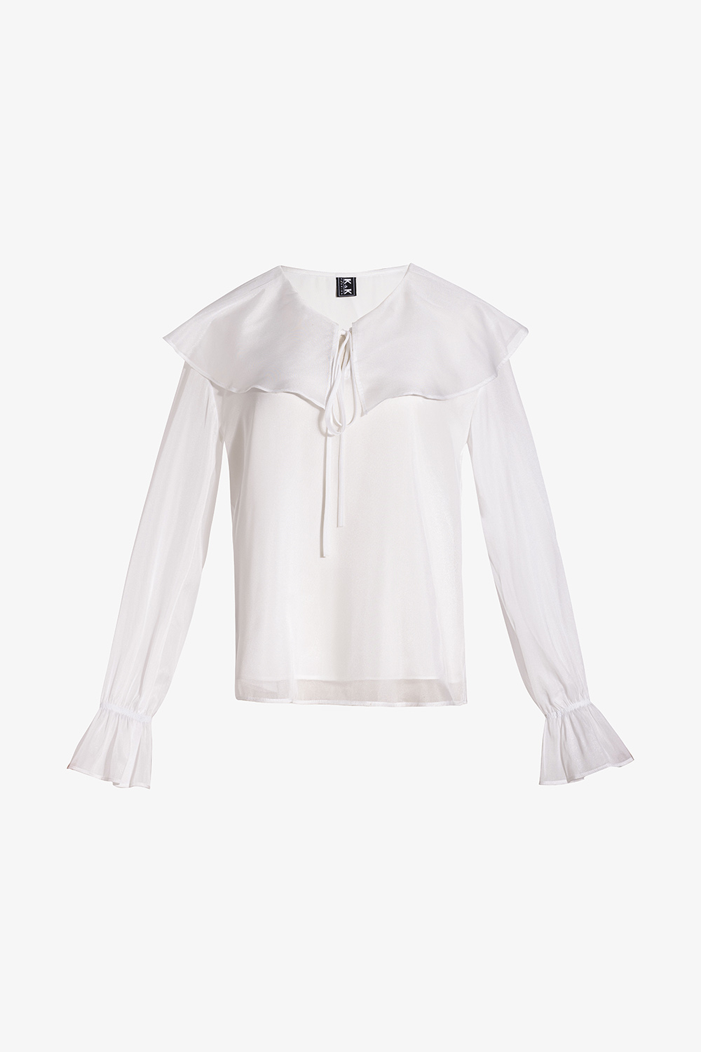 Áo kiểu nữ màu trắng phối bèo