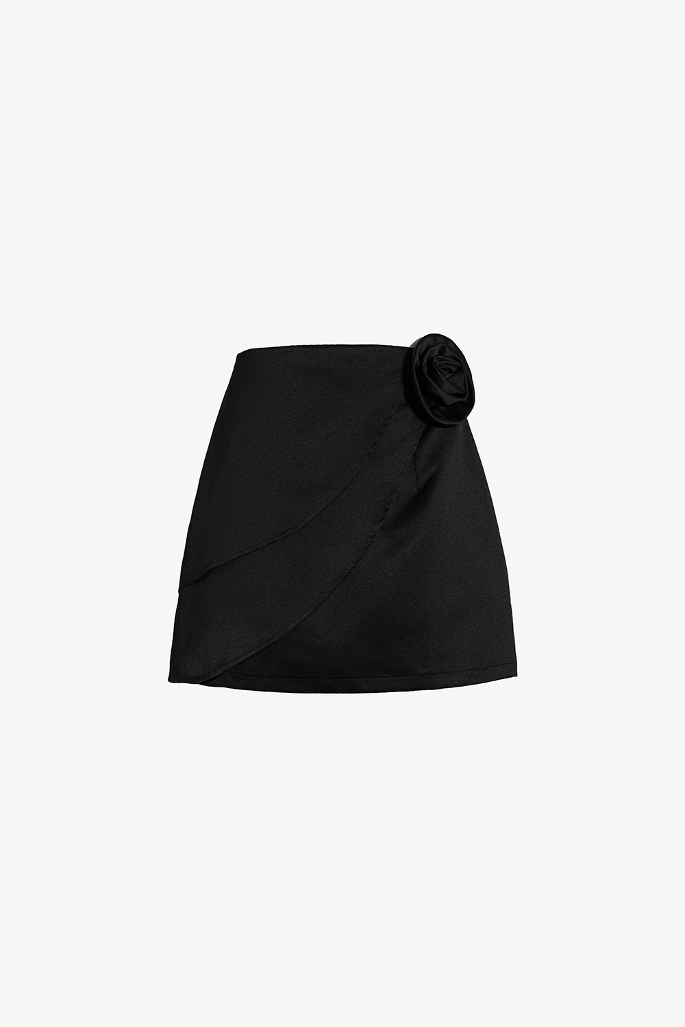 Chân váy ngắn chữ a màu đen đính hoa hồng