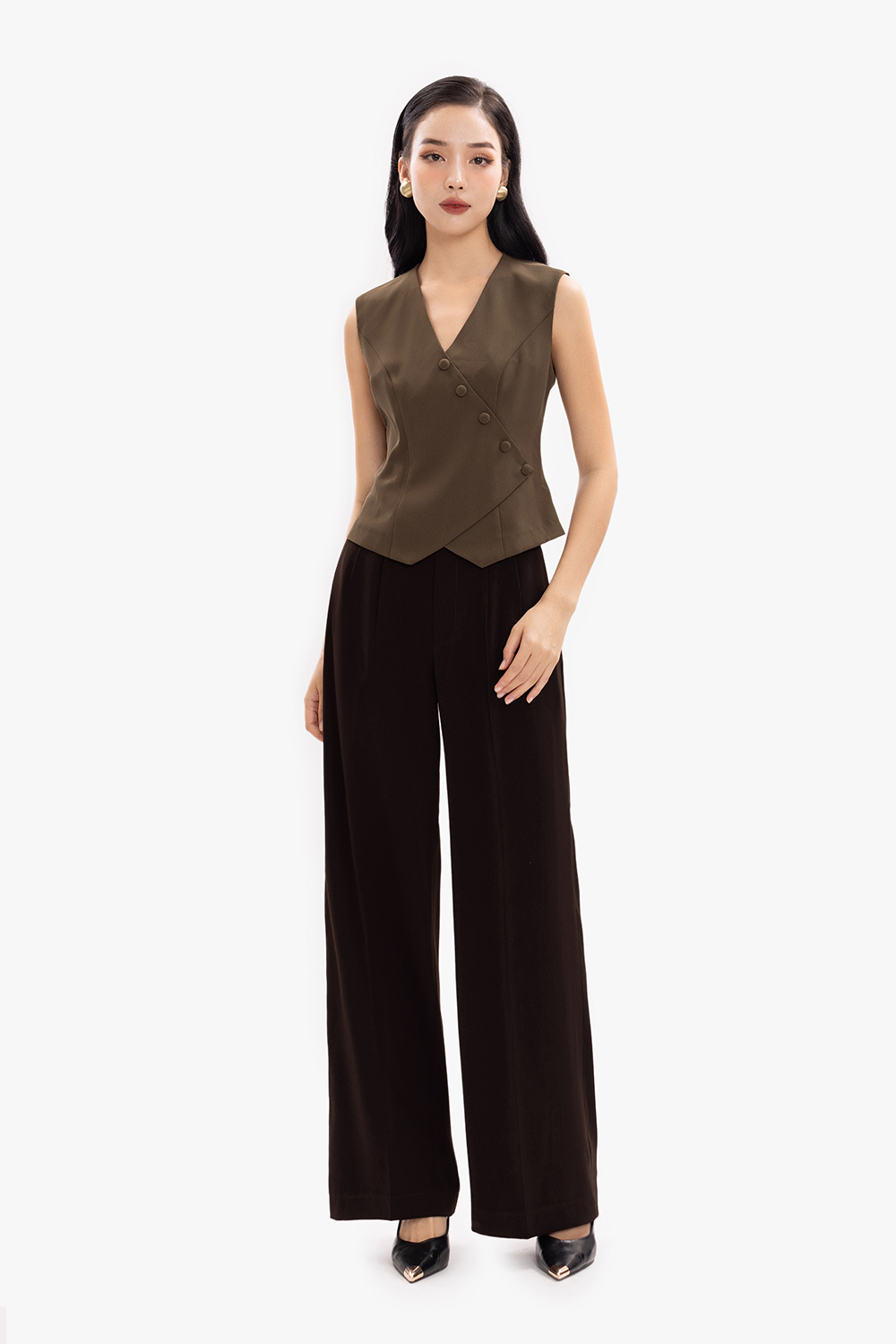 Quần tây nữ dáng suông ống rộng