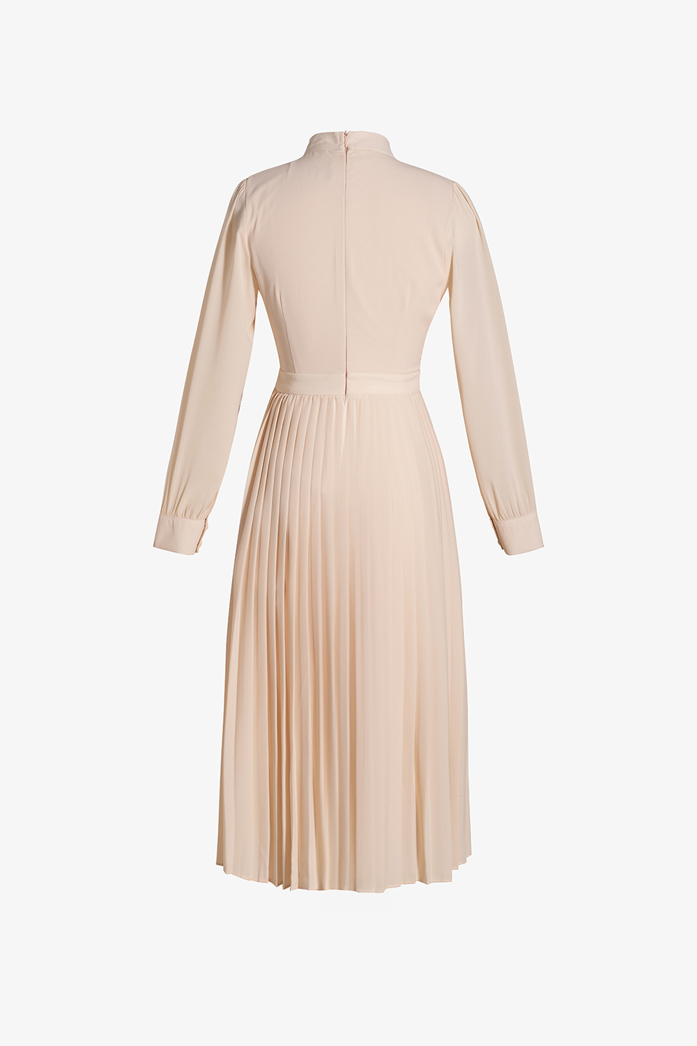 Đầm xòe xếp ly công sở dáng dài cổ phối nơ