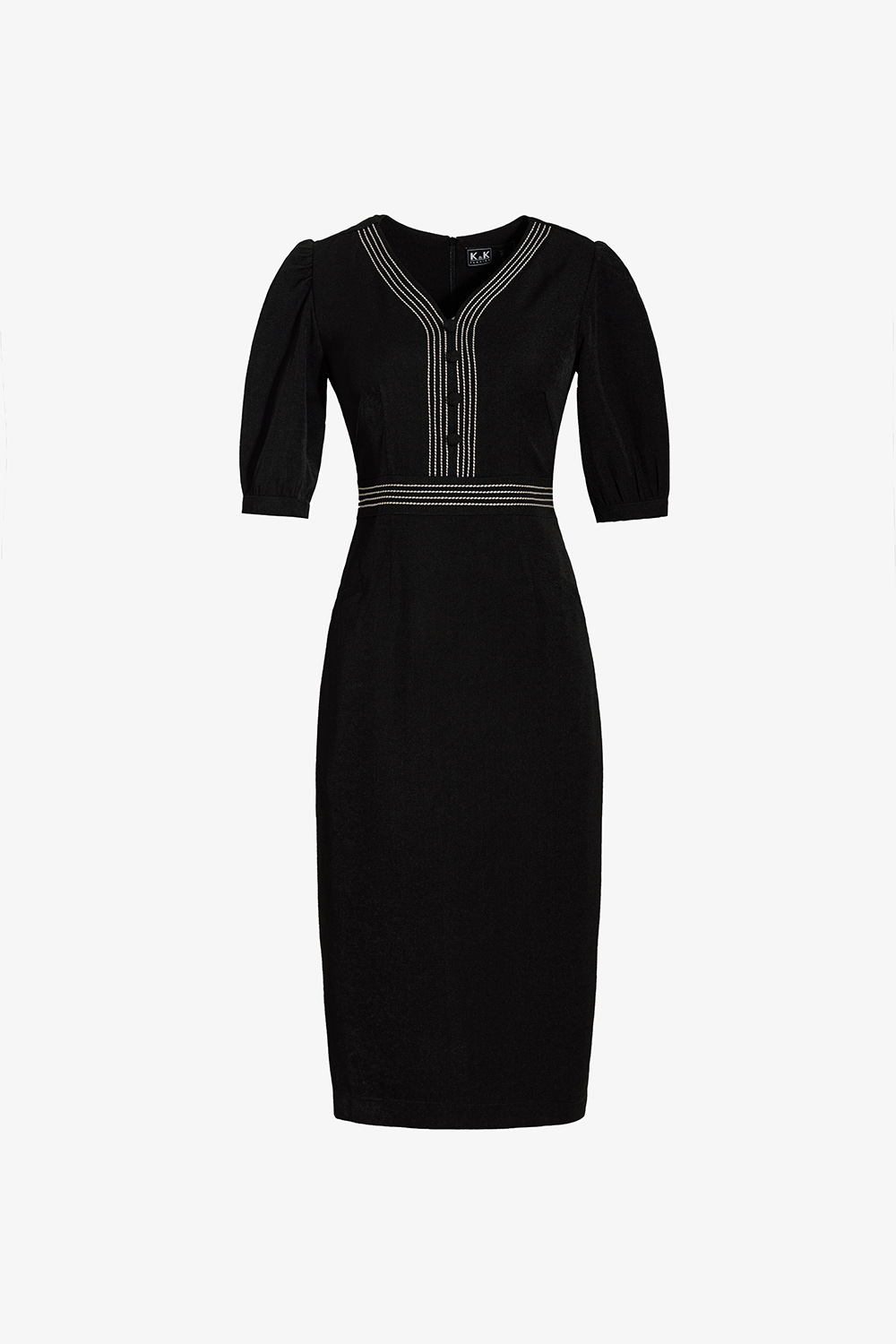 Đầm đen ôm body viền chỉ